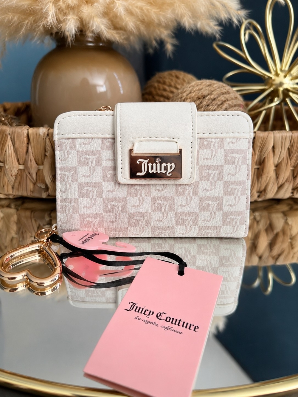 LOW START Juicy Couture Miss Juicy Tab Card Wallet Crystal Angel Blush Pink